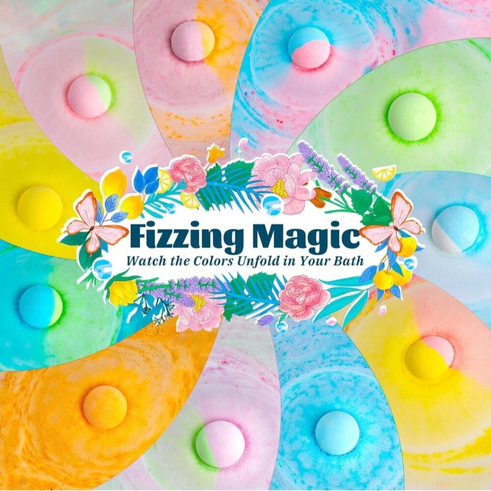 Colorful Fruity Fast Dissolving Handmade Bath Bombs Gift Set (18pcs)